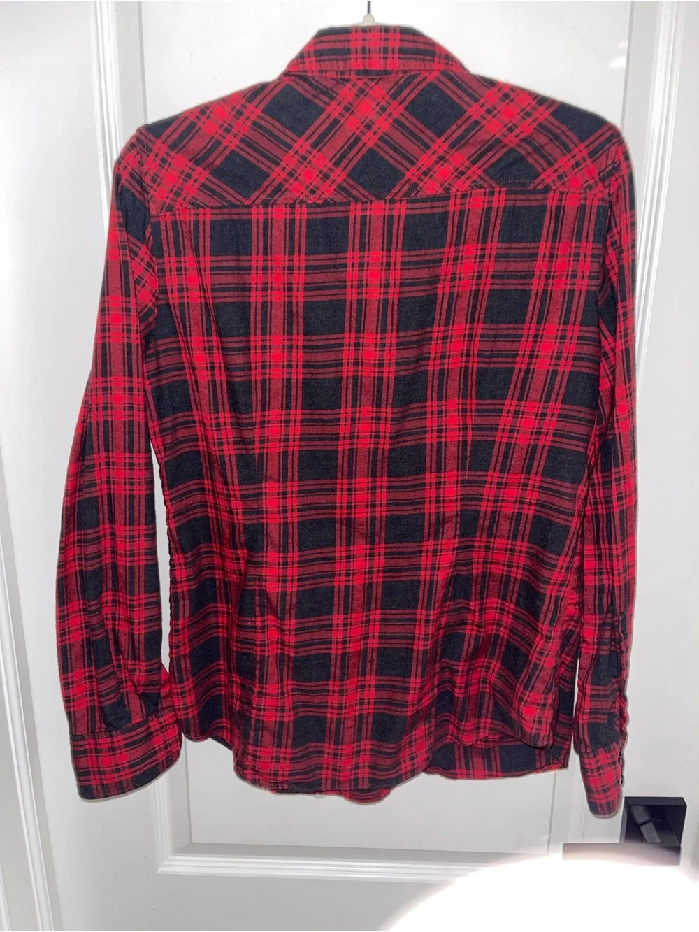 Women’s J.Crew Red Black Plaid Flannel Button Up Shirt Medium